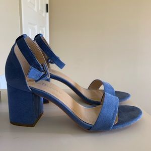 Blue block heels